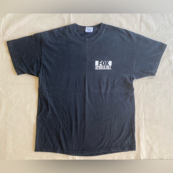 Hanes Beefy Other - Hanes Beefy Vintage Fox Sports Net Promo Black White Graphic Tee Adult Large
